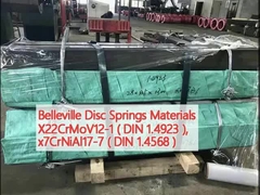 Les matériaux de disque de Belleville sont X22CrMoV12-1 (DIN 1.4923), x7CrNiAl17-7 (DIN 1.4568).